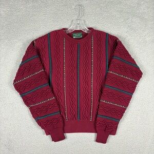 Vintage Lord Jeff Sweater Men’s Large Maroon Textured Chunky